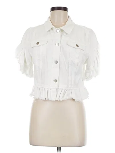 Pre-owned Unbranded Short Sleeve Blouse In White