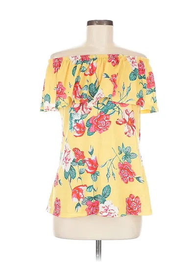 Pre-owned Unbranded Short Sleeve Blouse In Yellow