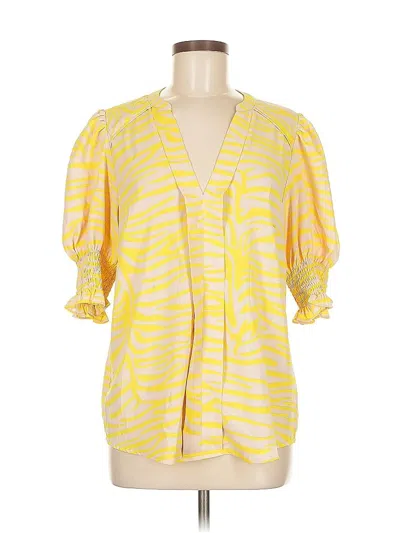 Pre-owned Unbranded Short Sleeve Blouse In Yellow
