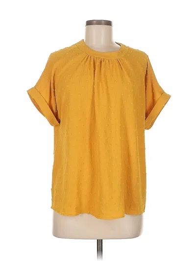 Pre-owned Unbranded Short Sleeve Blouse In Yellow