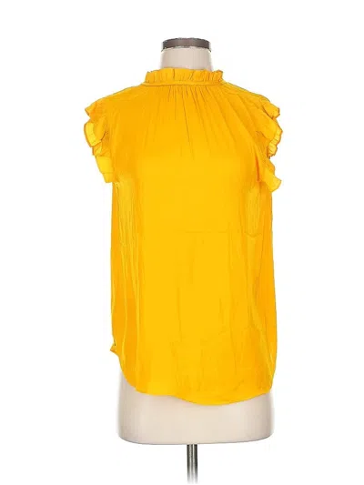 Pre-owned Unbranded Short Sleeve Blouse In Yellow