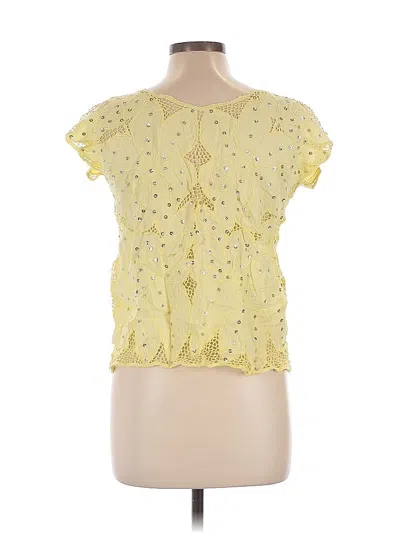 Pre-owned Unbranded Short Sleeve Blouse In Yellow