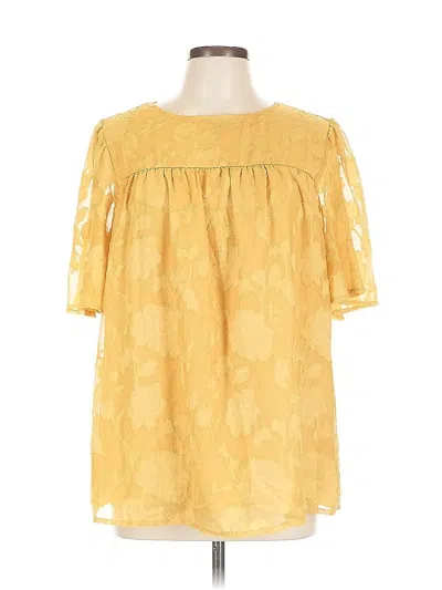 Pre-owned Unbranded Short Sleeve Blouse In Yellow