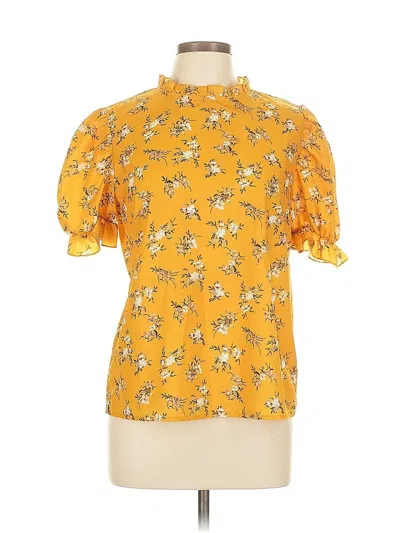 Pre-owned Unbranded Short Sleeve Blouse In Yellow