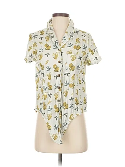 Pre-owned Unbranded Short Sleeve Blouse In Yellow