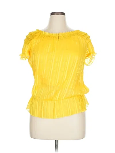 Pre-owned Unbranded Short Sleeve Blouse In Yellow