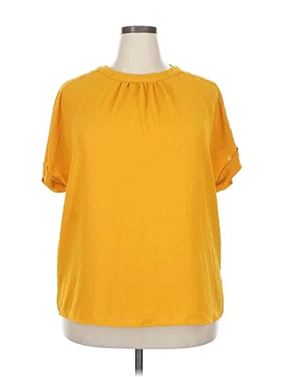Pre-owned Unbranded Short Sleeve Blouse In Yellow