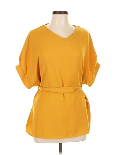 Pre-owned Unbranded Short Sleeve Blouse In Yellow