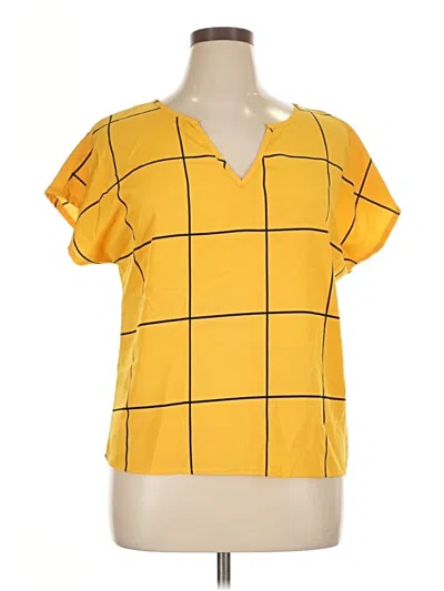 Pre-owned Unbranded Short Sleeve Blouse In Yellow
