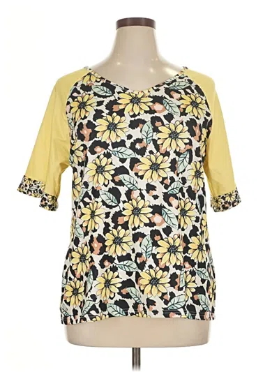 Pre-owned Unbranded Short Sleeve Blouse In Yellow