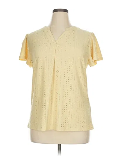 Pre-owned Unbranded Short Sleeve Blouse In Yellow