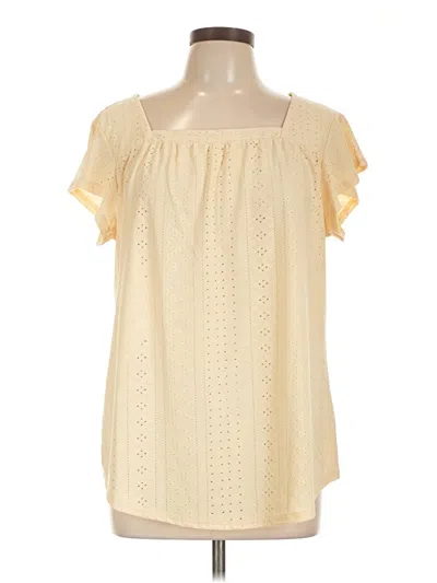 Pre-owned Unbranded Short Sleeve Blouse In Yellow