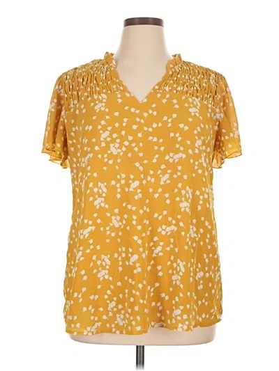 Pre-owned Unbranded Short Sleeve Blouse In Yellow