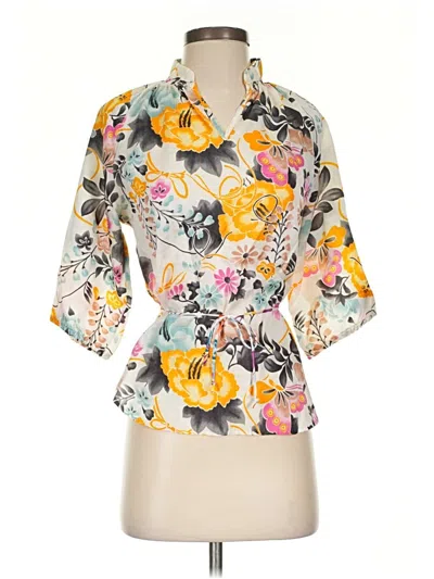 Pre-owned Unbranded Short Sleeve Blouse In Yellow