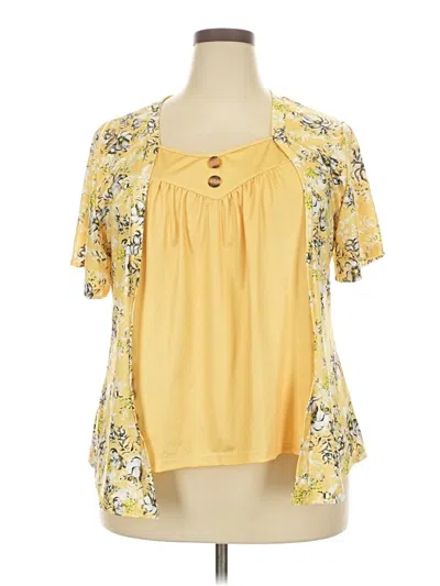 Pre-owned Unbranded Short Sleeve Blouse In Yellow