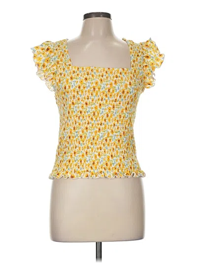 Pre-owned Unbranded Short Sleeve Blouse In Yellow