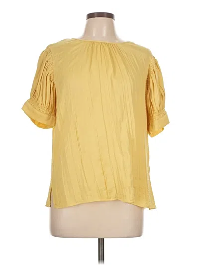 Pre-owned Unbranded Short Sleeve Blouse In Yellow