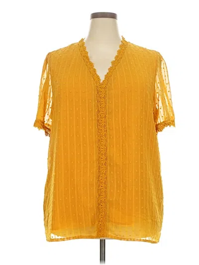 Pre-owned Unbranded Short Sleeve Blouse In Yellow