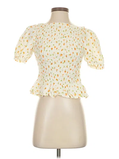 Pre-owned Unbranded Short Sleeve Blouse In Yellow