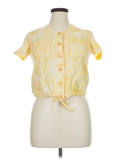 Pre-owned Unbranded Short Sleeve Blouse In Yellow