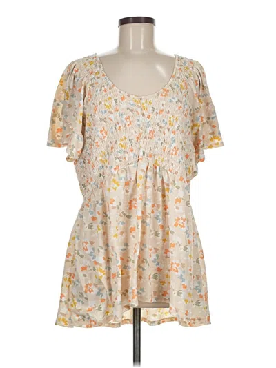 Pre-owned Unbranded Short Sleeve Blouse In Yellow