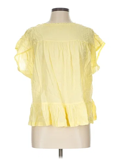 Pre-owned Unbranded Short Sleeve Blouse In Yellow