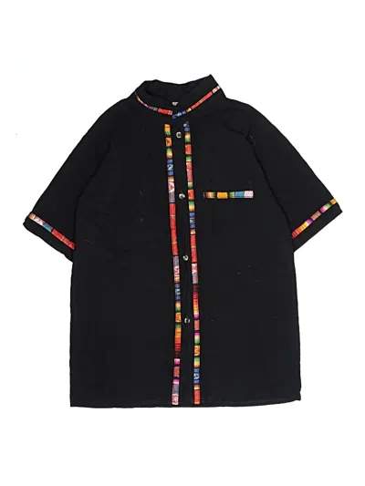 Pre-owned Unbranded Kids' Short Sleeve Button Down Shirt In Black