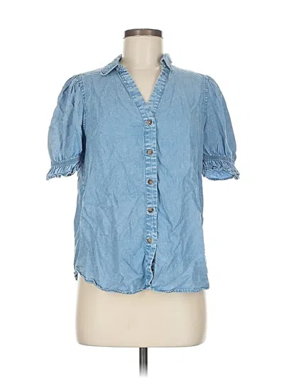 Pre-owned Unbranded Short Sleeve Button Down Shirt In Blue