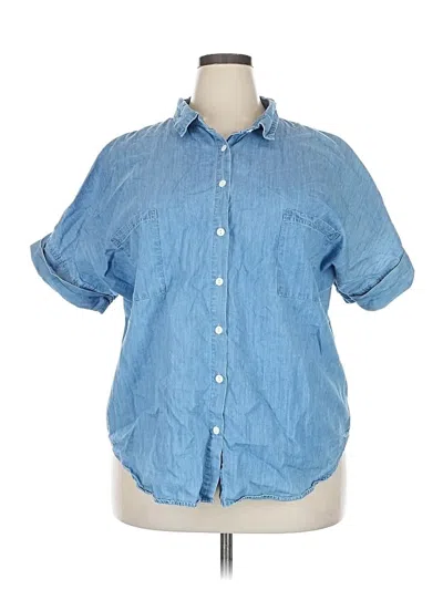 Pre-owned Unbranded Short Sleeve Button Down Shirt In Blue