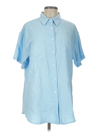 Pre-owned Unbranded Short Sleeve Button Down Shirt In Blue