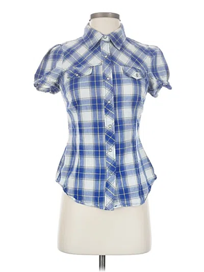Pre-owned Unbranded Short Sleeve Button Down Shirt In Blue