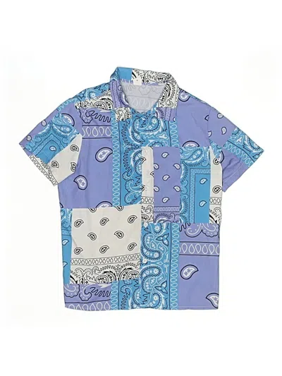 Pre-owned Unbranded Kids' Short Sleeve Button Down Shirt In Blue