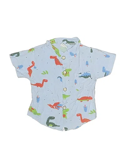 Pre-owned Unbranded Babies' Short Sleeve Button Down Shirt In Blue