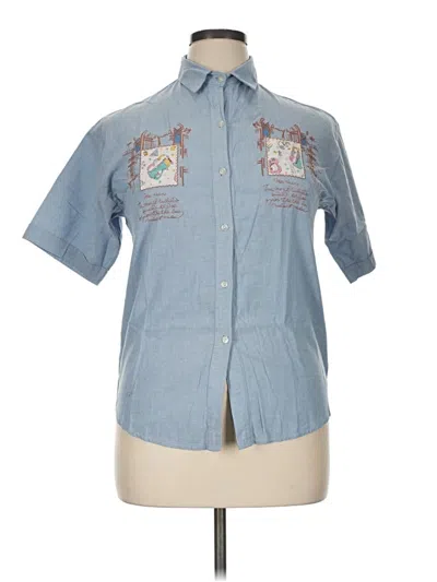 Pre-owned Unbranded Short Sleeve Button Down Shirt In Blue
