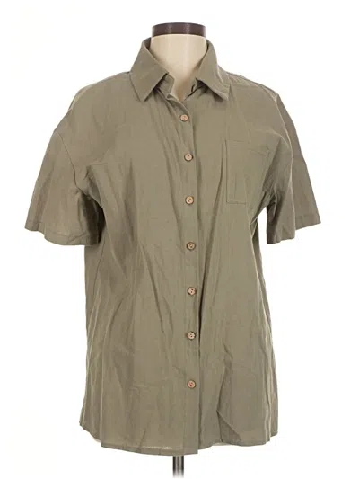 Pre-owned Unbranded Short Sleeve Button Down Shirt In Brown