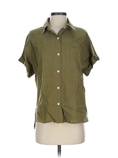 Pre-owned Unbranded Short Sleeve Button Down Shirt In Green