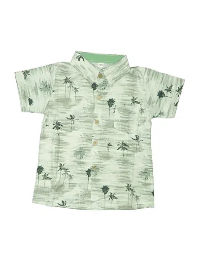 Pre-owned Unbranded Kids' Short Sleeve Button Down Shirt In Green
