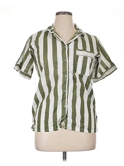 Pre-owned Unbranded Short Sleeve Button Down Shirt In Green