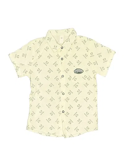 Pre-owned Unbranded Kids' Short Sleeve Button Down Shirt In Ivory