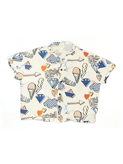 Pre-owned Unbranded Kids' Short Sleeve Button Down Shirt In Ivory