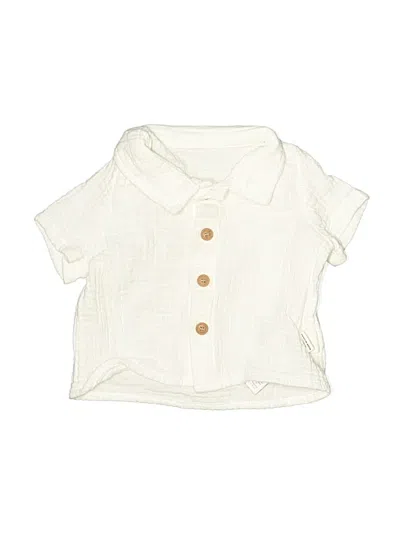Pre-owned Unbranded Babies' Short Sleeve Button Down Shirt In White