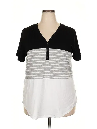 Pre-owned Unbranded Short Sleeve Henley Shirt In Black