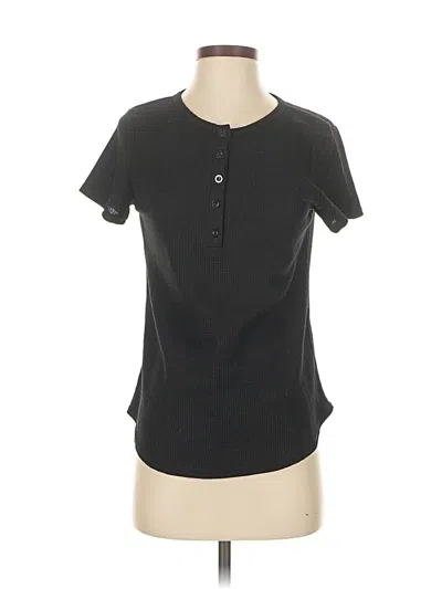 Pre-owned Unbranded Short Sleeve Henley Shirt In Black