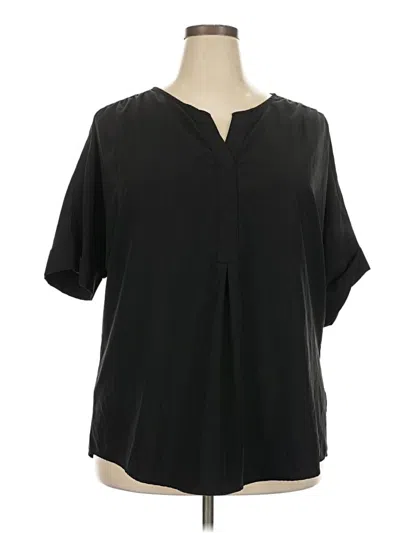 Pre-owned Unbranded Short Sleeve Henley Shirt In Black