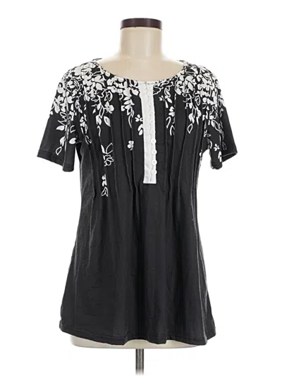 Pre-owned Unbranded Short Sleeve Henley Shirt In Black