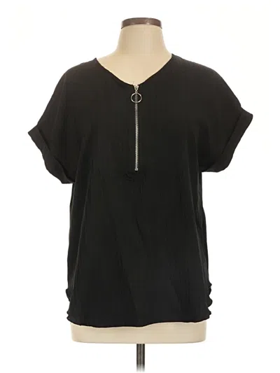 Pre-owned Unbranded Short Sleeve Henley Shirt In Black