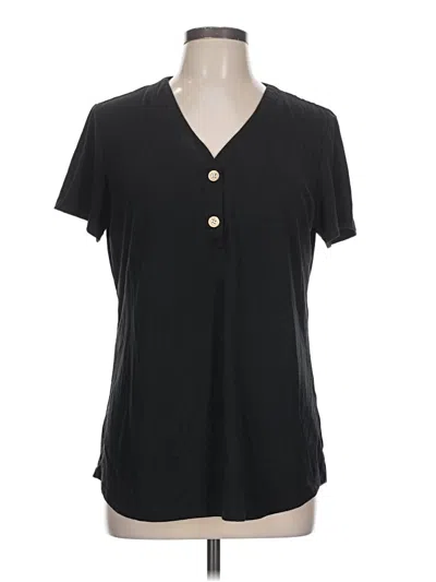 Pre-owned Unbranded Short Sleeve Henley Shirt In Black