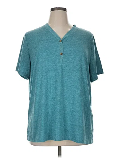 Pre-owned Unbranded Short Sleeve Henley Shirt In Blue