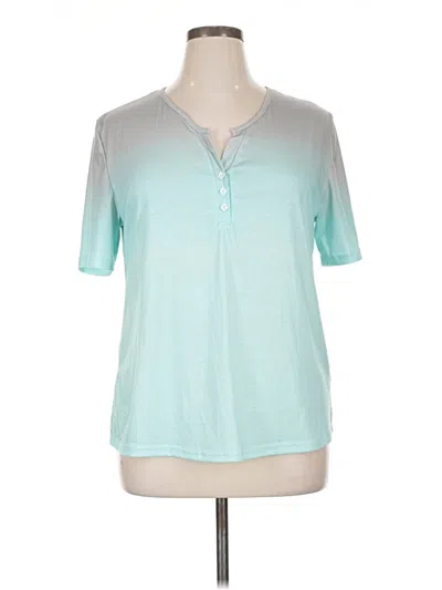 Pre-owned Unbranded Short Sleeve Henley Shirt In Blue