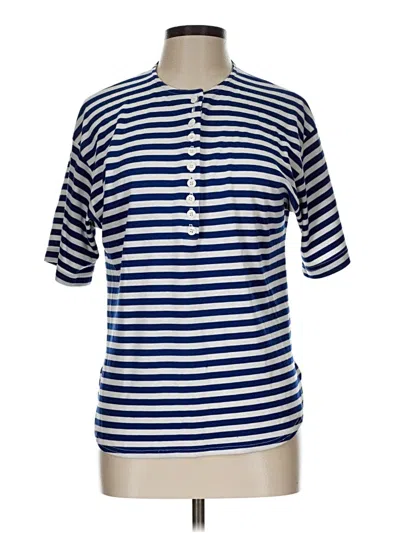 Pre-owned Unbranded Short Sleeve Henley Shirt In Blue